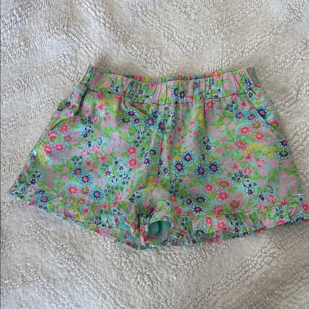 Girl’s Janie and Jack Floral Ruffle Hem Shorts, 3
